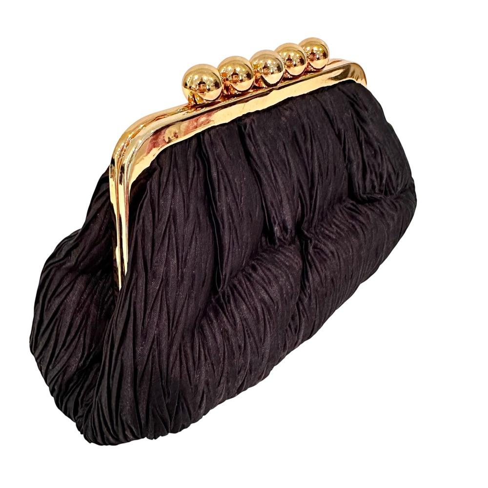 Carla Marchi Vintage 80s Evening Clutch Purse Women's Black‎ Party Holiday Prom